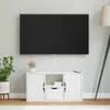 vidaXL TV skrinka so zásuvkou biela 79x24x40 cm z masívneho Náhľad obrázku produktu 4
