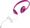 A pair of pink and purple headphones with a white cord and jack. Produktbild-Vorschau