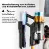 A vacuum cleaner accessory mounted on a wall, showing charging and storage features. Produktbild-Vorschau