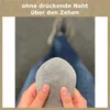 A person is holding a gray sock, demonstrating a feature. Produktbild-Vorschau