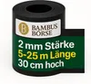 A roll of black HDPE material with text and a logo printed on it, likely a garden edging product. Produktbild-Vorschau