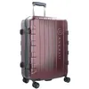 A maroon suitcase with a retractable handle and wheels, shown against a white background. Produktbild-Vorschau