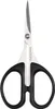 A pair of small, sharp scissors with black handles and silver blades, presented against a white background. Anteprima dell’immagine prodotto