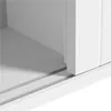 A close-up view of the bottom track and side of a white cabinet or shelf unit. Produktbild-Vorschau