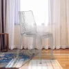 A transparent chair is placed on a rug in front of a window with sheer curtains. Anteprima dell’immagine prodotto