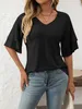 ASKSA T-shirt manches courtes chemisier col V été élégant Voir les images du produit 5