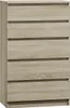 A chest of drawers with five drawers, shown from the front.
