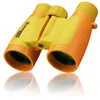 A pair of yellow and orange binoculars is shown against a white background with a reflection. Produktbild-Vorschau