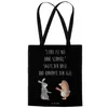 Mr. & Mrs. Panda Jutebeutel Hase Igel - Schwarz - Geschenk, Produktbild-Vorschau 3