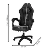 A black office chair with dimensions indicated by arrows and text. Voir les images du produit