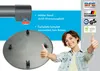 A woman is giving a thumbs up next to a table base and tabletop, with marketing text and logos. Produktbild-Vorschau