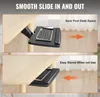 Two images showing a keyboard tray under a desk, one extended and one retracted. Produktbild-Vorschau