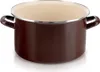 A brown enamel pot with two handles on a white background. Náhled obrázku produktu