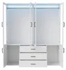 Kleiderschrank 160cm mit 4 Glastüren LED Beleuchtung Produktbild-Vorschau 7