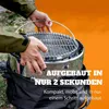 Hands assembling a portable grill, with text overlay. Produktbild-Vorschau