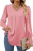 ASKSA Damen Bluse V-Ausschnitt Chiffon Plissee Produktbild-Vorschau 1