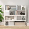 A white bookshelf filled with various decorative items and books, placed against a light gray wall. Podgląd zdjęcia produktu