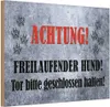 vianmo Holzschild 12x18 cm Achtung freilaufender Hund Produktbild-Vorschau 1