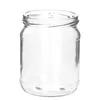 A clear glass jar with a wide mouth and threaded neck, shown against a plain white background. Podgląd zdjęcia produktu