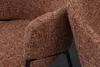 Close-up of a brown chenille armchair with a black metal frame. Produktbild-Vorschau