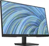 A black computer monitor with a colorful abstract wallpaper displayed on its screen, shown from a side angle on a white background. Produktbild-Vorschau