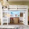 A white loft bed with integrated desk, shelves, and wardrobe in a child's bedroom. Anteprima dell’immagine prodotto