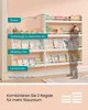 A child's bookshelf filled with books and toys, with labels indicating different sections. Produktbild-Vorschau