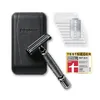 A shaving razor set with a case and blades, along with a "TESTSIEGER" award sticker. Voir les images du produit