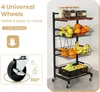 KOMFOTTEU Gemüseregal auf Rollen, Mobiler Obstkorb Metall, Produktbild-Vorschau 2