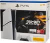 The image shows the retail packaging for a Sony PlayStation 5 Slim console bundle, featuring Call of Duty: Black Ops 6. The box displays the console, a controller, and game artwork. Produktbild-Vorschau