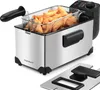 A stainless steel deep fryer filled with french fries, shown from a slightly elevated angle. Produktbild-Vorschau