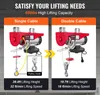 A comparison of a single cable hoist and a double cable hoist, showing their lifting capacities and speeds. Náhled obrázku produktu