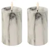 2er LED Kerze Stumpenkerze Marmor Optik flackern Ø7x12,5cm Produktbild-Vorschau 2