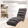 Collage showing different room settings where the chaise lounge can be used, with text labels for each setting. Produktbild-Vorschau