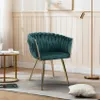 Fauteuil design en velours avec pieds et accoudoirs dorés Voir les images du produit 7