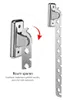 A close-up of a wall-mounted foldable clothes rack and a diagram showing how it folds. Produktbild-Vorschau