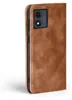A brown flip-style phone case is shown against a white background. Produktbild-Vorschau