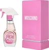 A bottle of Moschino Pink Fresh Couture Eau de Toilette and its pink packaging are displayed side-by-side against a white background. Podgląd zdjęcia produktu