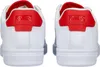 The back view of a pair of white K-Swiss sneakers with red accents. Produktbild-Vorschau