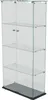 A tall, clear glass display cabinet with a dark gray base, showcasing empty shelves. Náhled obrázku produktu