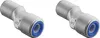 Two silver coaxial cable connectors with blue rings are shown against a white background. Produktbild-Vorschau