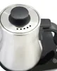 A close-up view of the top and side of a stainless steel electric kettle. Produktbild-Vorschau