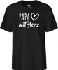Huuraa Herren T-Shirt Papa mit Herz M Black Bio Baumwolle Produktbild-Vorschau 2