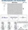 A collage of images showing a net light string, its components, and how it connects. Produktbild-Vorschau