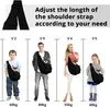 A size chart showing different people of varying heights and weights using a dog sling carrier. Produktbild-Vorschau