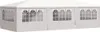 A white party tent with arched windows is shown against a white background. Produktbild-Vorschau