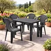 Bistrogarnitur 5-teilig Bistrotisch Gartentisch Kunststoff Eckig 100x70cm H72cm + 4 Stapelstühle Kunststoff Anthrazit Produktbild-Vorschau