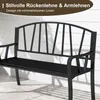 A black metal garden bench is shown in front of a white wall. Voir les images du produit