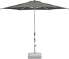 A gray patio umbrella with a square base, shown against a white background. Produktbild-Vorschau
