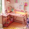 L-vormige bureau met stalen frame en hoofdtelefoonhouder Productafbeelding-voorbeeld 4